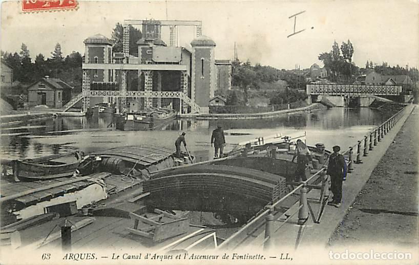 Cartoline: France - 62 - Arques - Le Canal d'Arques et l'Ascenseur de Fontinette - Anim&eacute;e - P&eacute;niches - Oblit&eacute;ra