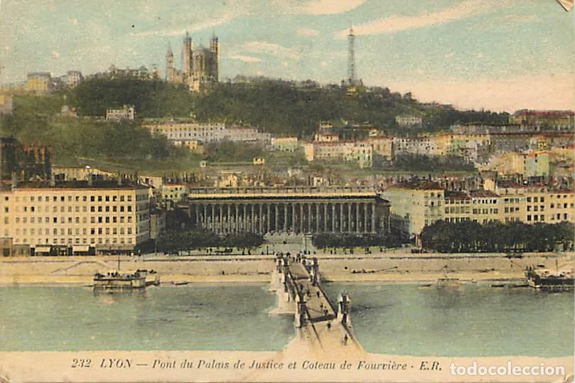 Postkarten: France - 69 - Lyon - Pont du Palais de Justice et Coteau de Fourvi&egrave;re - Coloris&eacute;e - Correspondance -