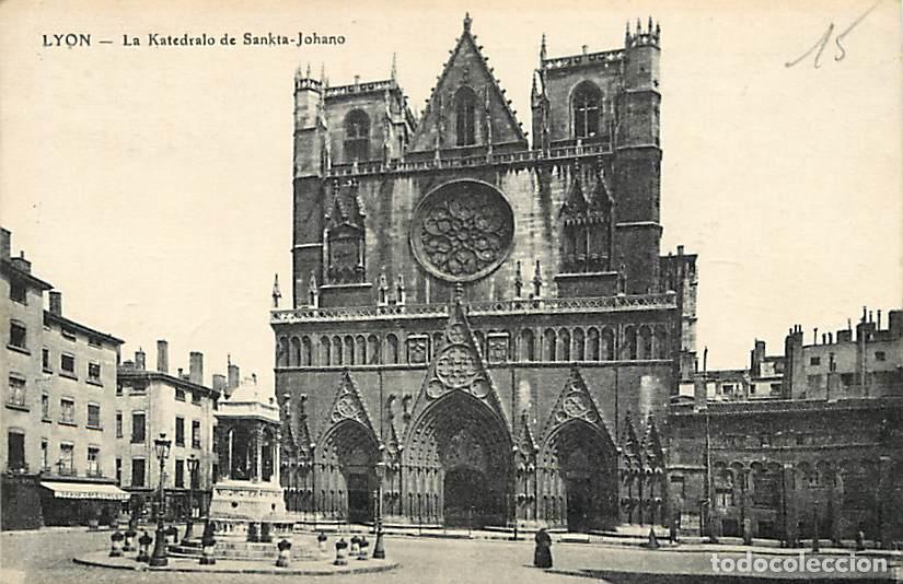 Postkarten: France - 69 - Lyon - La Katedralo de Sankta-Johano - Anim&eacute;e - Voir Timbre - CPA - Voir Scans Recto-V