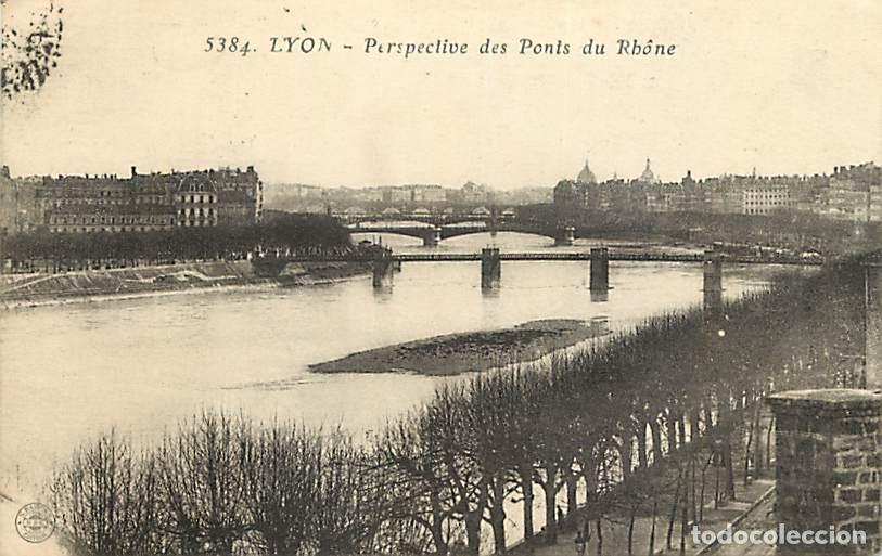 Postkarten: France - 69 - Lyon - Perspeclive des Ponts du Rh&ocirc;ne - Oblit&eacute;ration ronde de 1916 - Tampon Militaire