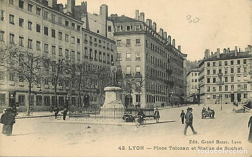 Postkarten: France - 69 - Lyon - Place Tolozan et Statue de Suchet - Anim&eacute;e - Oblit&eacute;ration ronde de 1913 - Etat