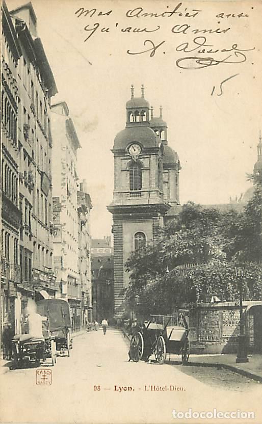 Postkarten: France - 69 - Lyon - L'Hotel Dieu - Anim&eacute;e - Pr&eacute;curseur - Oblit&eacute;ration ronde de 1904 - CPA - Voir Sc