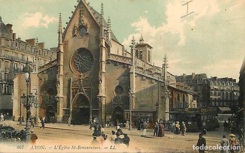Cartoline: France - 69 - Lyon - Eglise Saint Bonaventure - Anim&eacute;e - Coloris&eacute;e - Tramway - Correspondance - CPA