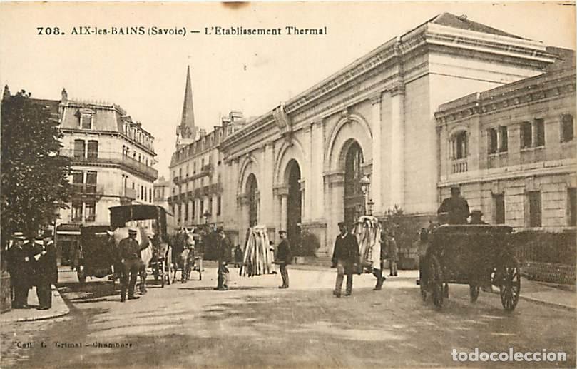 Cartoline: France - 73 - Aix les Bains - Etablissement Thermal - Anim&eacute;e - Cal&egrave;che - Chevaux - CPA - Voir Scans