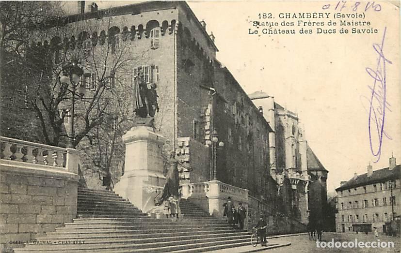 Postais: France - 73 - Chamb&eacute;ry - Statue des Fr&egrave;res de Maistre - Le Ch&acirc;teau des Ducs de Savoie - Anim&eacute;e - Obl