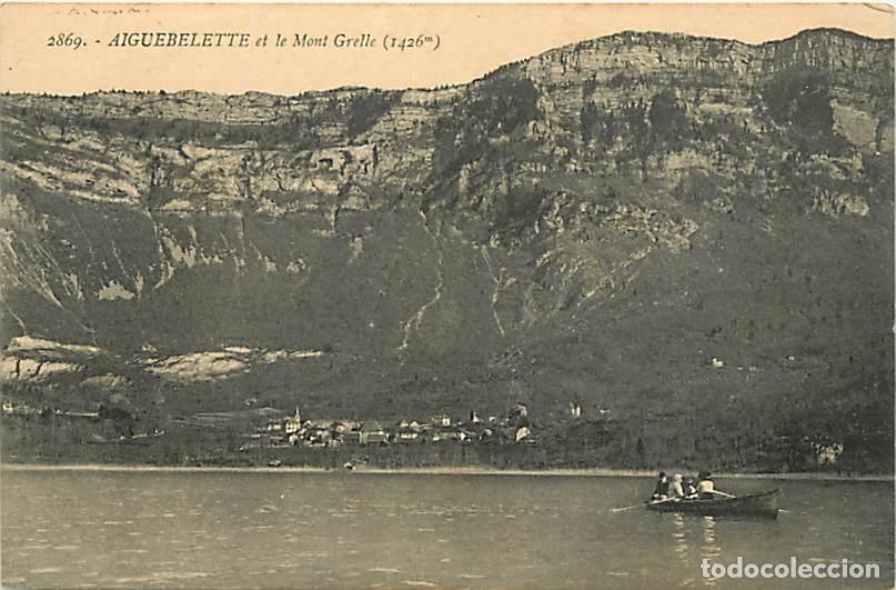 Postais: France - 73 - Aiguebelette - Vue G&eacute;n&eacute;rale - Le Mont Grelle - Anim&eacute;e - Canotage - Correspondance - Vo
