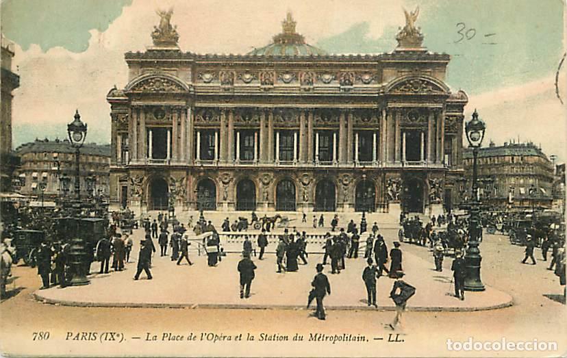 Postales: France - 75 - Paris - La Place de l'Op&eacute;ra et la Station du M&eacute;tropolitain - Anim&eacute;e - Coloris&eacute;e - Corr