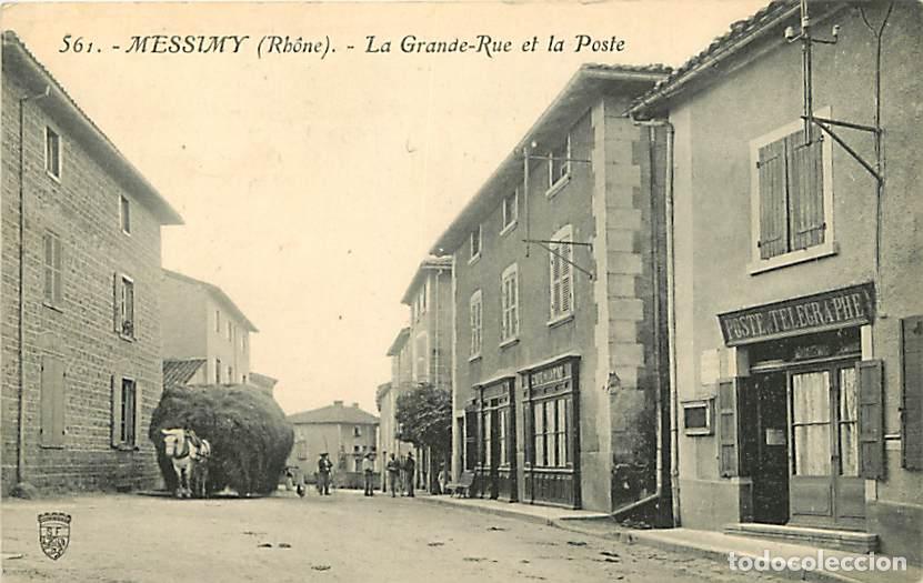 Postales: France - 69 - Messimy - La Grande Rue et la Poste - Charrette de foin - Chevaux - CPA - Voir Scans R