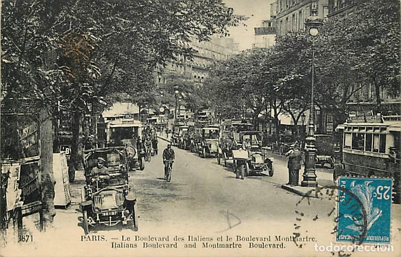 Postales: France - 75 - Paris - Le Boulevard des Italiens et le Boulevard Montmartre - Anim&eacute;e - Automobiles -