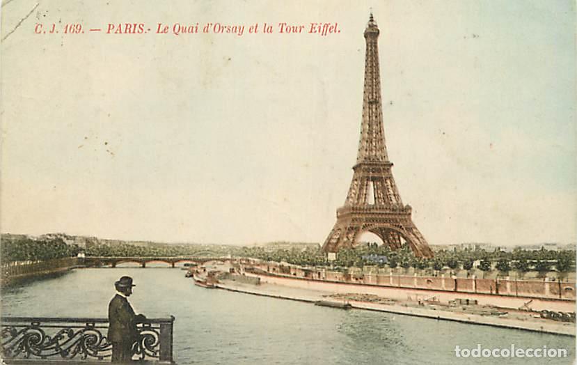 Cartoline: France - 75 - Paris - Le Quai d'Orsay et la Tour Eiffel - Anim&eacute;e - Coloris&eacute;e - Oblit&eacute;ration ronde de