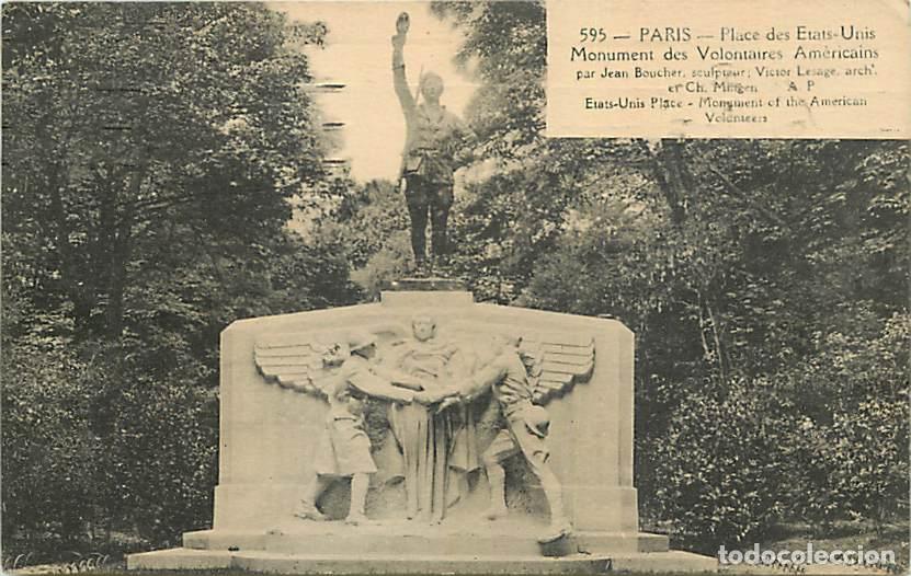 Cartoline: France - 75 - Paris - Place des Etats-Unis - Monument des Volontaires Am&eacute;ricains - Oblit&eacute;ration rond