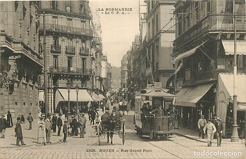 Postales: France - 76 - Rouen - Rue Grand Pont - Anim&eacute;e - Tramway - Oblit&eacute;ration ronde de 1904 - CPA - Voir Sc