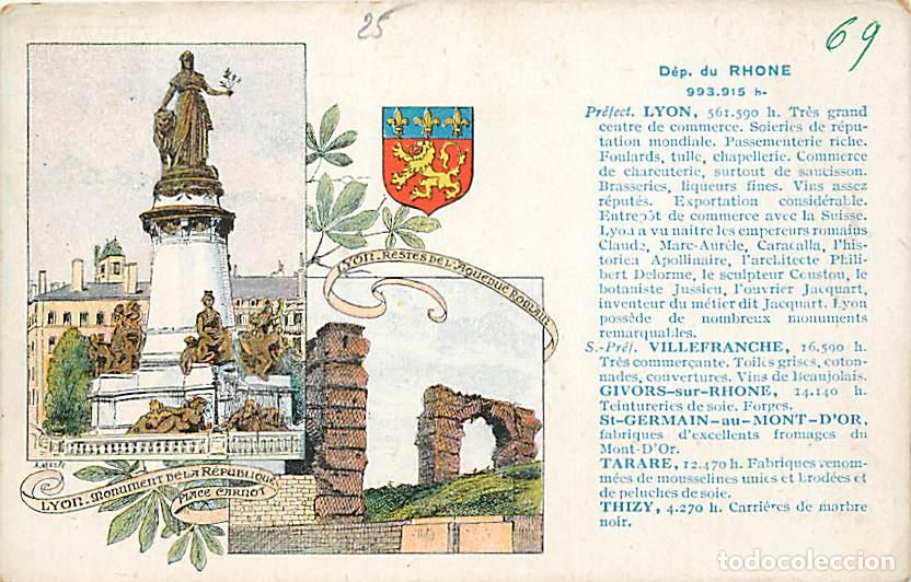 Postales: France - 69 - Rhone - Description du d&eacute;partement du Rhone - Blasons - Coloris&eacute;e - CPA - Voir Scans R