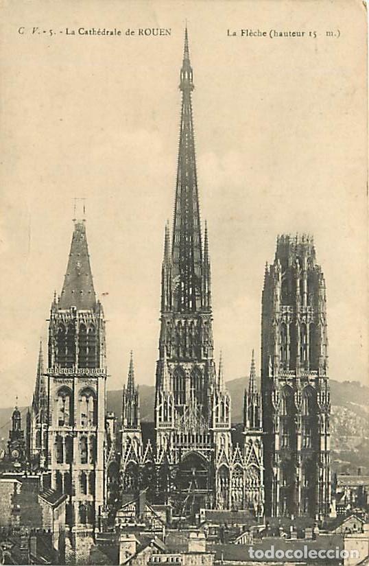 Cartoline: France - 76 - Rouen - La Cath&eacute;drale de Rouen - La Fl&egrave;che - Correspondance - CPA - Voir Scans Recto-V
