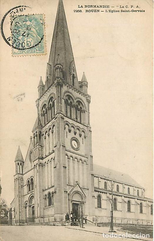 Cartoline: France - 76 - Rouen - L'Eglise Saint-Gervais - Anim&eacute;e - Etat mauvais abim&eacute;e sur la gauche - CPA - Vo