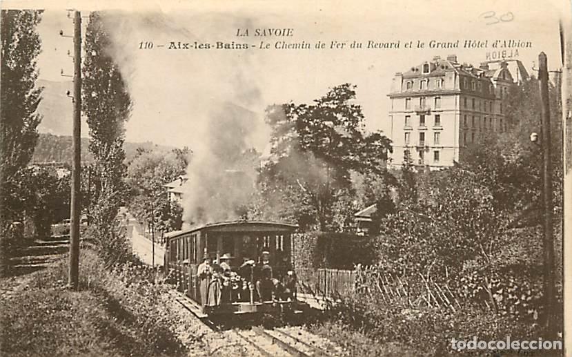 Postais: France - 73 - Aix les Bains - Le Chemin de fer du Revard et le Grand H&ocirc;tel d'Albion - Anim&eacute;e - Train