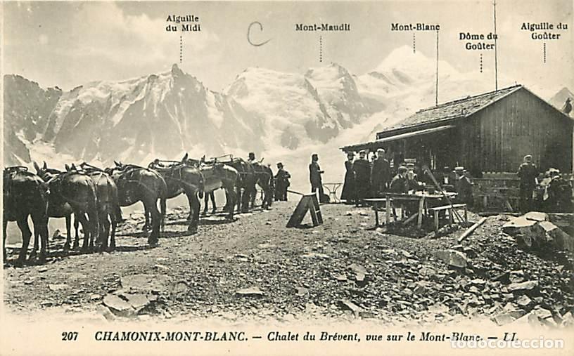 Postales: France - 74 - Chamonix - Mont-Blanc - Chalet du Br&eacute;vent, vue sur le Mont-Blanc - Anim&eacute;e - Anes - CPA