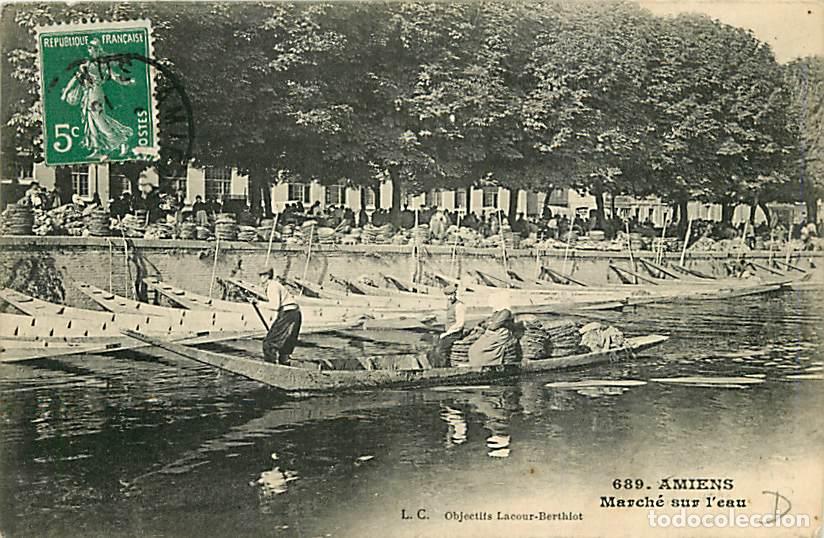 Postales: France - 80 - Amiens - Le March&eacute; sur l'eau - Anim&eacute;e - CPA - Voir Scans Recto-Verso