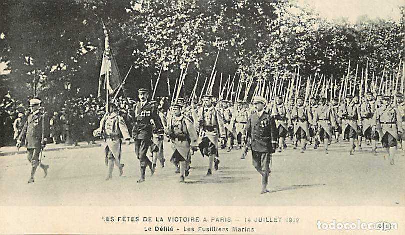 Cartoline: France - 75 - Paris - Les F&ecirc;tes de la Victoire - 14 Juillet 1919 - Le D&eacute;fil&eacute; - Les Fusilliers Marins