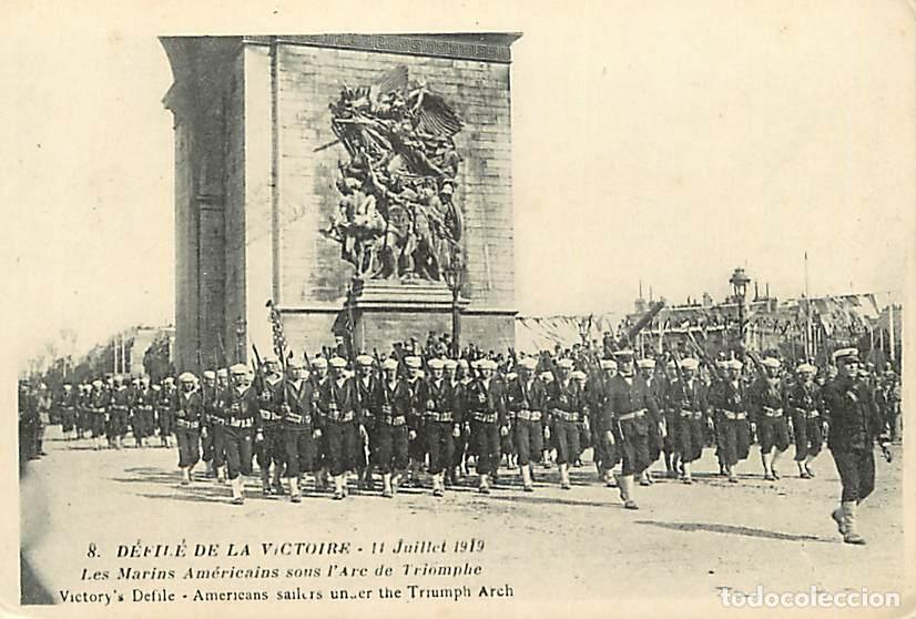 Cartoline: France - 75 - Paris - D&eacute;fil&eacute; de la Victoire - 14 Juillet 1919 - Les Marins Am&eacute;ricains sous l'Arc de