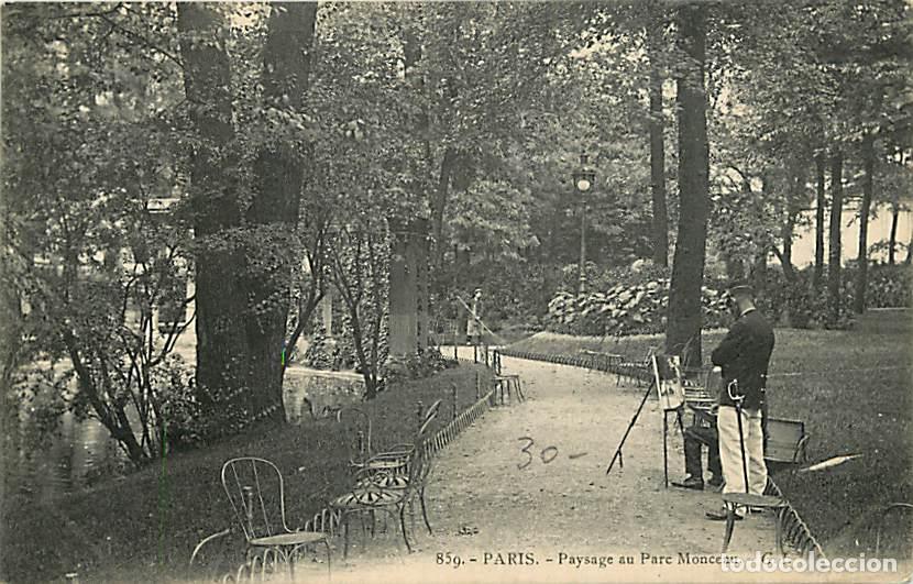 Postales: France - 75 - Paris - Paysage au Parc Monceau - Anim&eacute;e - Peintre - Jardinier - CPA - Voir Scans Rect