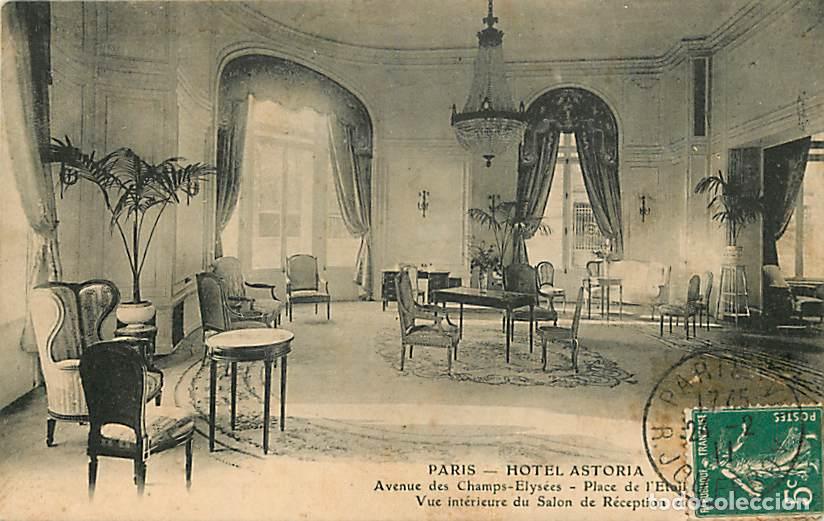 Postales: France - 75 - Paris - Hotel Astoria - Vue int&eacute;rieure du Salon de R&eacute;ception - Oblit&eacute;ration ronde de 1