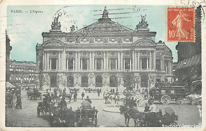 Postales: France - 75 - Paris - L'Op&eacute;ra - Anim&eacute;e - Attelage de Chevaux - Voyag&eacute;e en 1918 - Etat coins arrondis