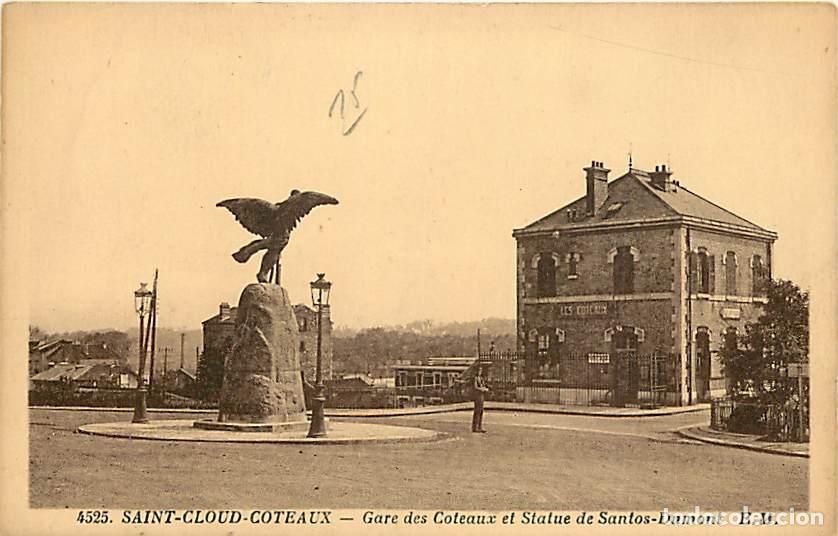 Cartes Postales: France - 92 - Saint Cloud - Coteaux - Gare des Coteaux et Statue de Santos-Dumont - Anim&eacute;e - CPA - V