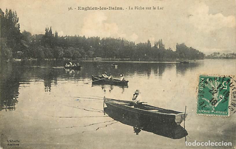 Postales: France - 95 - Enghien les Bains - La P&ecirc;che sur le Lac - Anim&eacute;e - Canotage - Oblit&eacute;ration ronde de 19