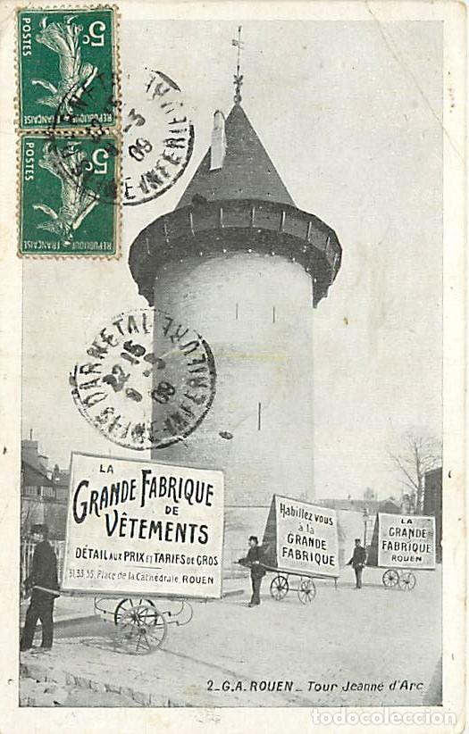 Postales: France - 76 - Rouen - Tour Jeanne d'Arc - Anim&eacute;e - Charrettes Publicitaire La Grande Fabrique de Vet