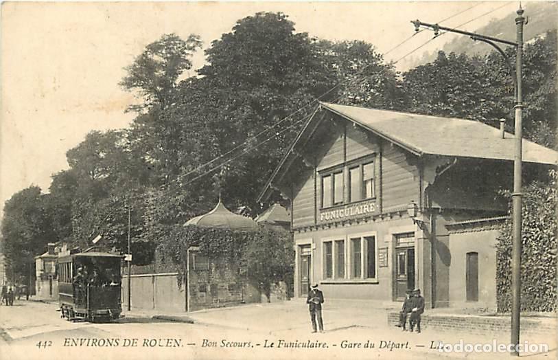 Postais: France - 76 - Bon Secours - Le Funiculaire - Gare du D&eacute;part - Anim&eacute;e - Tramway - Oblit&eacute;ration ronde