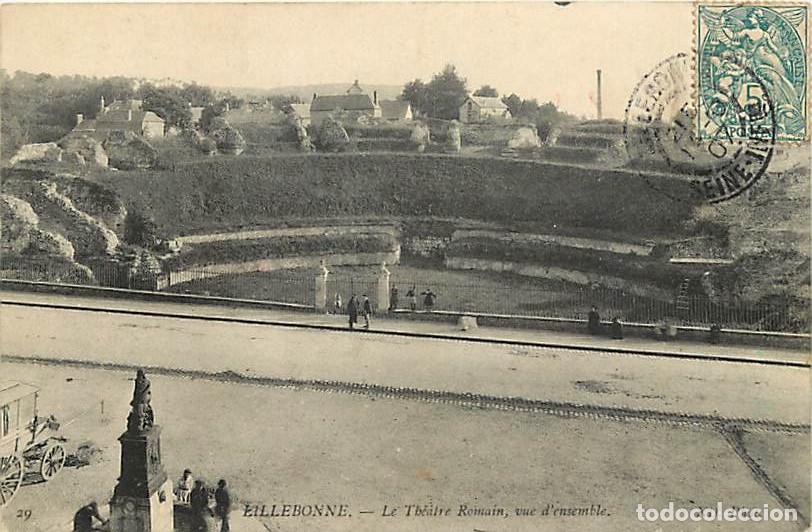 Postais: France - 76 - Lillebonne - Le Th&eacute;atre Romain - Vue d'ensemble - Anim&eacute;e - Oblit&eacute;ration ronde de 1907