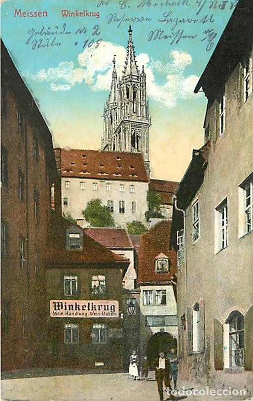 Postais: Allemagne - Meissen - Winkelkrug - Anim&eacute;e - Coloris&eacute;e - Oblit&eacute;ration ronde de 1916 - CPA - Voir Scan
