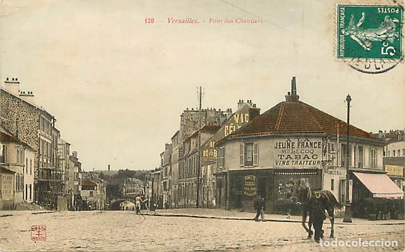Cartoline: France - 78 - Versailles - Pont des Chantiers - Anim&eacute;e - Coloris&eacute;e - Etat froissure visible - CPA -