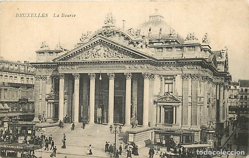 Cartoline: Belgique - Bruxelles - La Bourse - Anim&eacute;e - Correspondance - Oblit&eacute;ration ronde de 1910 - CPA - Voir