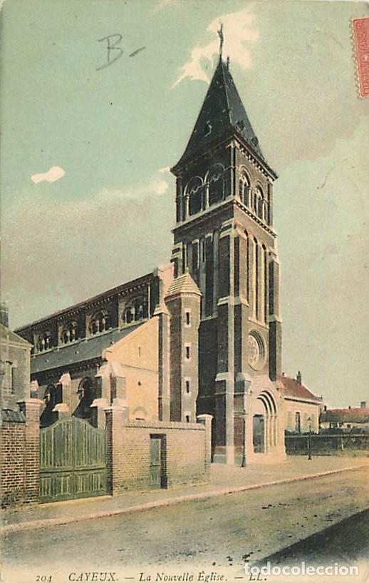 Cartoline: France - 80 - Cayeux sur Mer - La nouvelle Eglise - Coloris&eacute;e - Oblit&eacute;ration ronde de 1907 - CPA - V