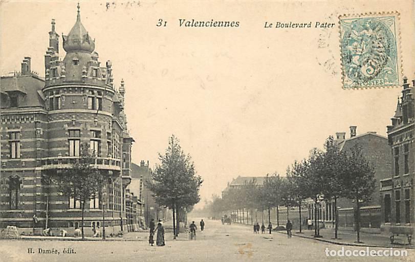 Cartoline: France - 59 - Valenciennes - Le Boulevard Pater - Anim&eacute;e - Oblit&eacute;ration ronde de 1906 - CPA - Voir S