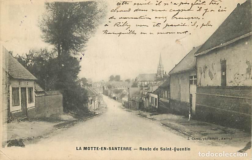 Cartoline: France - 80 - La Motte n Santerre - Route de Saint-Quentin - Correspondance - Oblit&eacute;ration ronde de