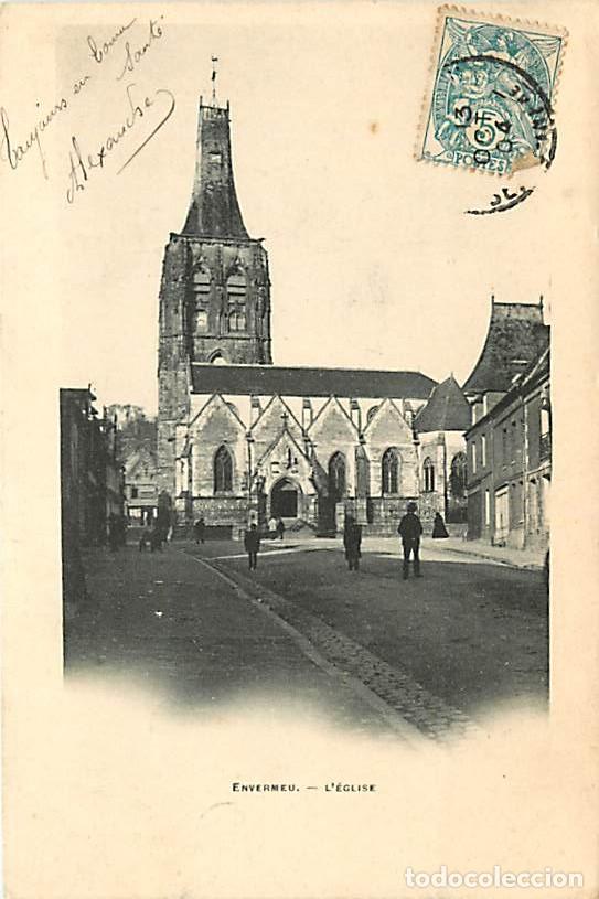Cartoline: France - 76 - Envermeu - L'Eglise - Anim&eacute;e - Pr&eacute;curseur - Oblit&eacute;ration ronde de 1904 - CPA - Voir Sc