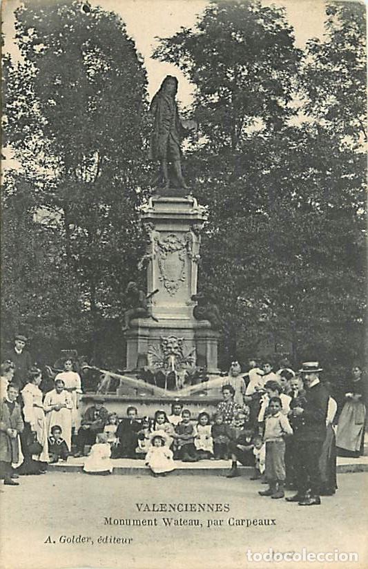 Cartoline: France - 59 - Valenciennes - Monument Wateau par Carpeaux - Anim&eacute;e - Oblit&eacute;ration ronde de 1907 - CP