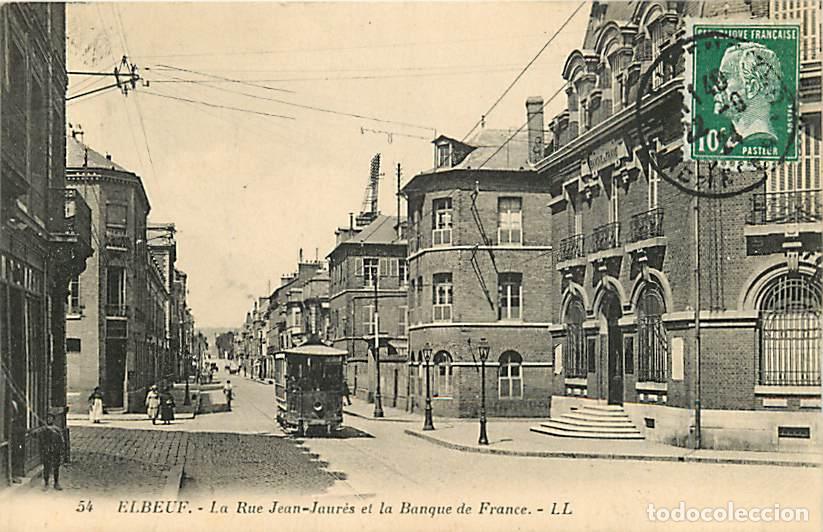 Cartoline: France - 76 - Elbeuf - La Rue Jean jaur&egrave;s et la Banque de France - Anim&eacute;e - Tramway - Oblit&eacute;ration r