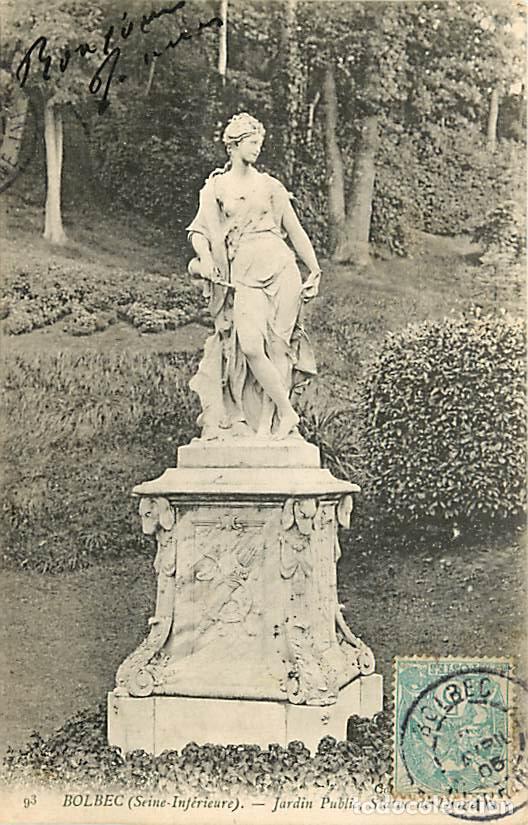 Postkarten: France - 76 - Bolbec - Jardin Public - Statue de Diane - Oblit&eacute;ration ronde de 1905 - CPA - Voir Sca