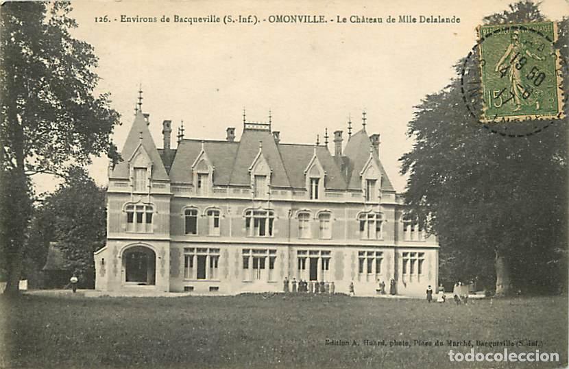 Postkarten: France - 76 - Omonville - Le Ch&acirc;teau de Melle Delalande - Anim&eacute;e - Correspondance - Oblit&eacute;ration ron