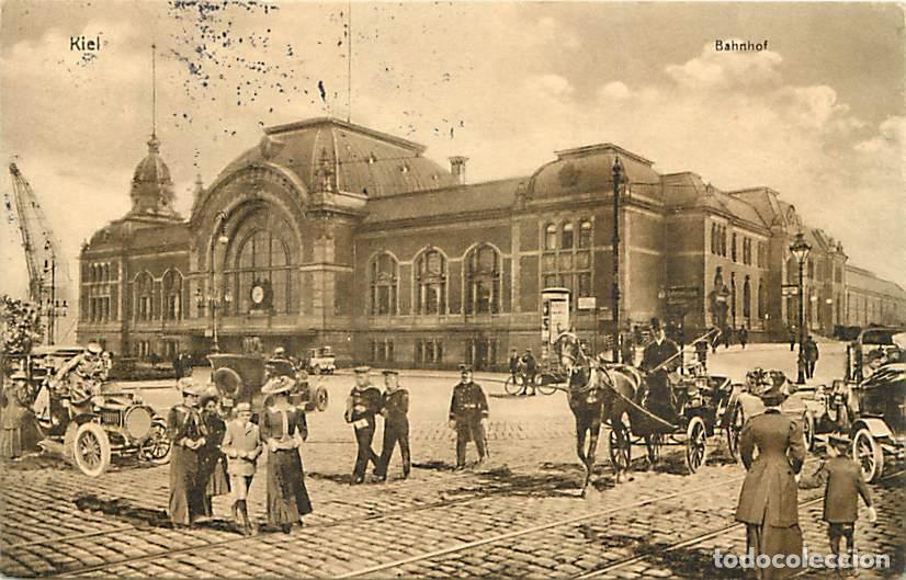 Postkarten: Allemagne - Riel - Bahnof - Anim&eacute;e - Attelage de Chevaux - Oblit&eacute;ration ronde de 1913 - CPA - Voir S