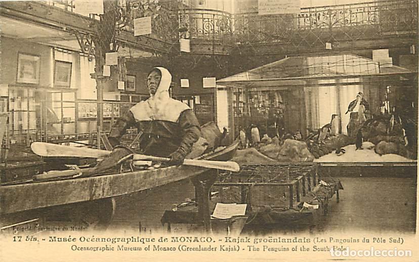 Postcards: Pays - Monaco - Mus&eacute;e Oc&eacute;anographique - Kajak groenlandais ( les pingouins du pole sud ) - CPA - Car