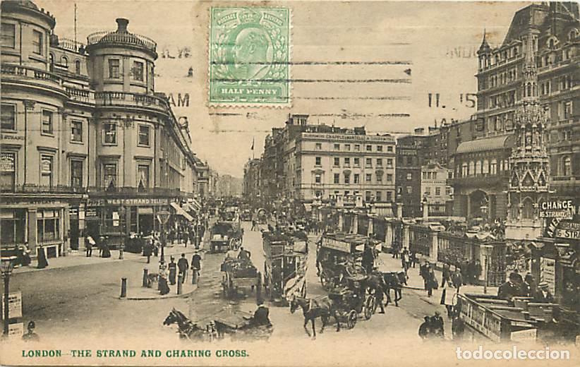Postcards: Pays - Royaume-Uni - London - Londres - The strand and charing cross - Anim&eacute;e - Automobiles - CPA -