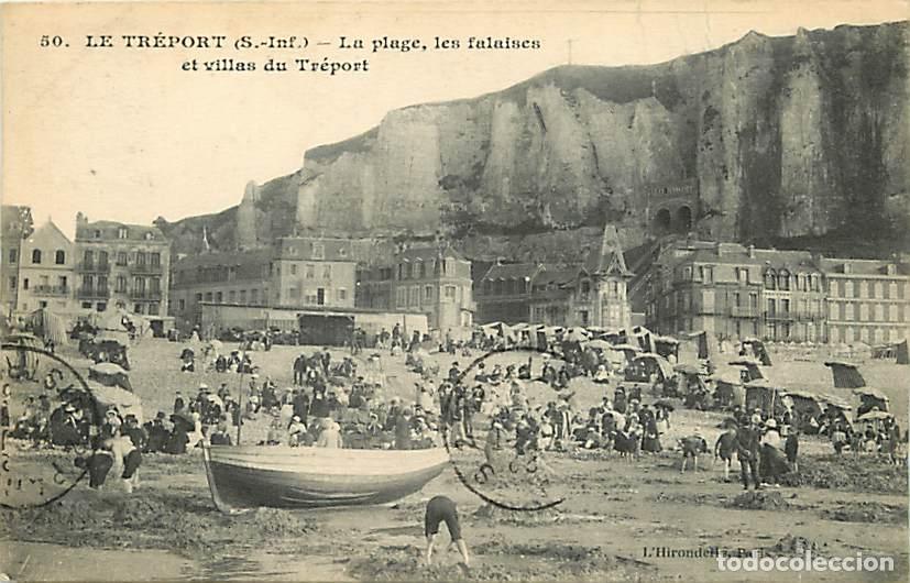 Postais: France - 76 - Le Tr&eacute;port - La Plage - Les Falaises et villas du Tr&eacute;port - Anim&eacute;e - Oblit&eacute;ration rond