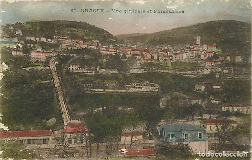 Postais: France - 06 - Grasse - Vue G&eacute;n&eacute;rale et Funiculaire - Coloris&eacute;e - CPA - Oblit&eacute;ration ronde de 1918 -