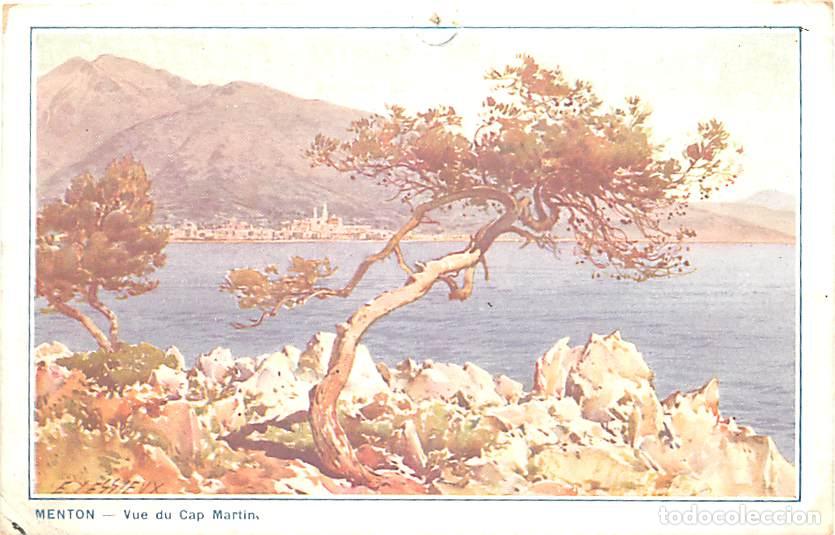 Postais: France - 06 - Menton - Vue du Cap Martin - Coloris&eacute;e - Illustration - CPA - Etat trou de punaise vis