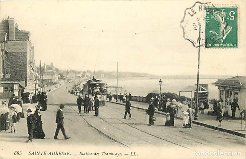 Postais: France - 76 - Sainte Adresse - Station des Tramways - Anim&eacute;e - Oblit&eacute;ration ronde de 1909 - CPA - Vo